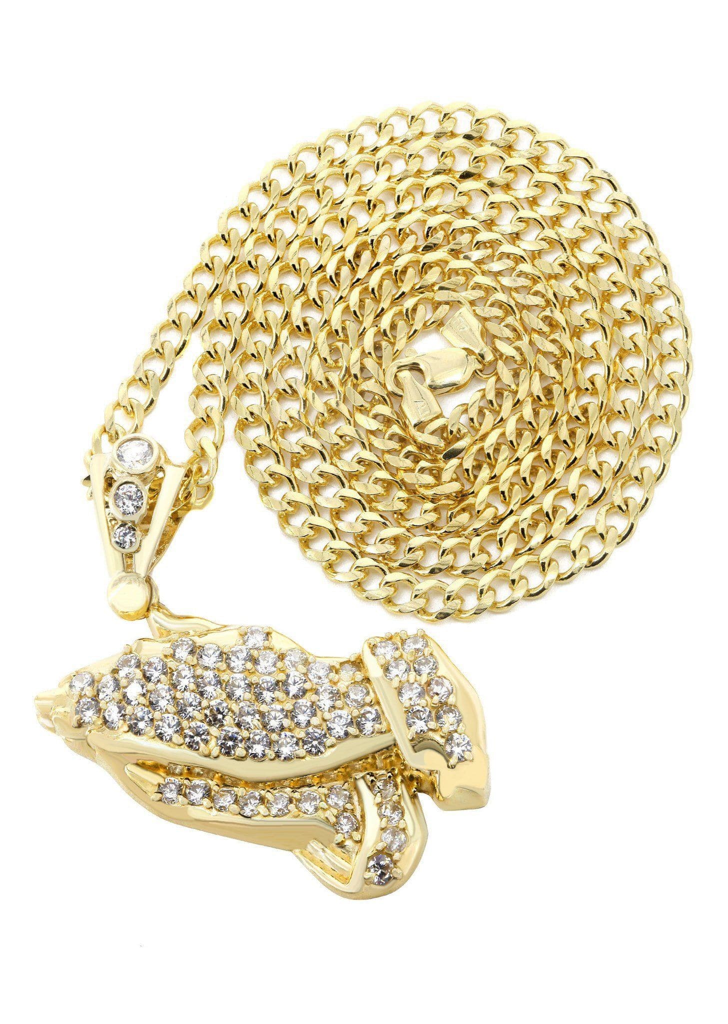 10K Yellow Gold Praying Hands Pendant Necklace for Women - 24.5 Grams Religious Jewelry - Perfect for Church, Prayer & Spiritual Gifts