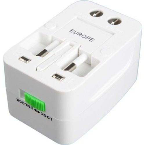 Universal All-in-One AC Power Adapter with Interchangeable Plugs (US/UK/EU/AU) - Perfect for Travel, Business Trips & International Devices Charging