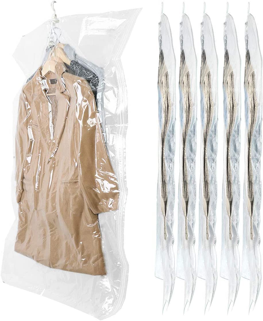 Vacuum Storage Bags 6 Pack - Large 53.1x27.6 Inch Space Saving Clothes Organizer for Dresses, Winter Coats & Seasonal Clothing | Reusable Garment Protector for Travel, Moving & Home Organization