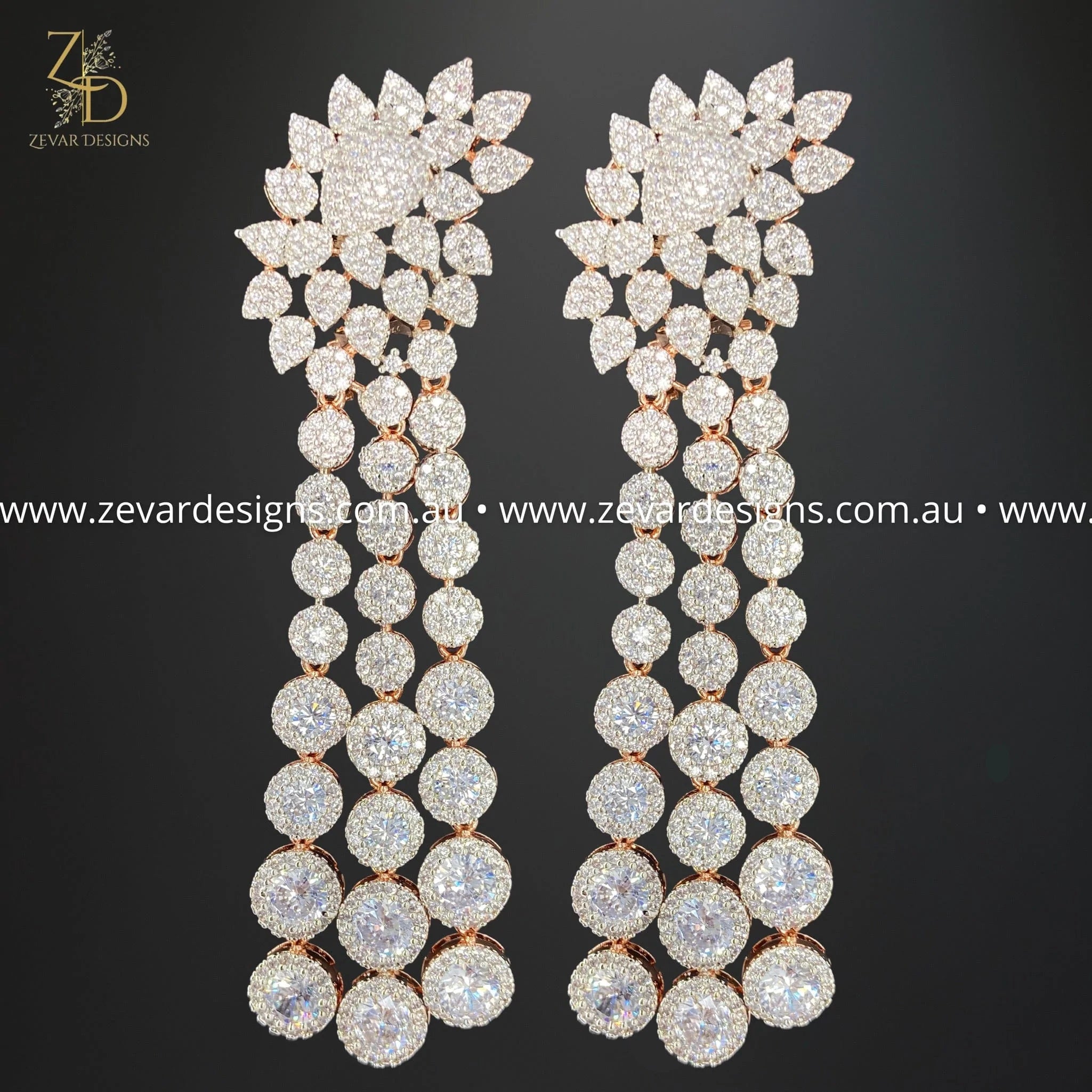 Rose Gold Zircon Earrings for Women - Elegant Dangle Drop Earrings for Parties, Weddings & Everyday Wear