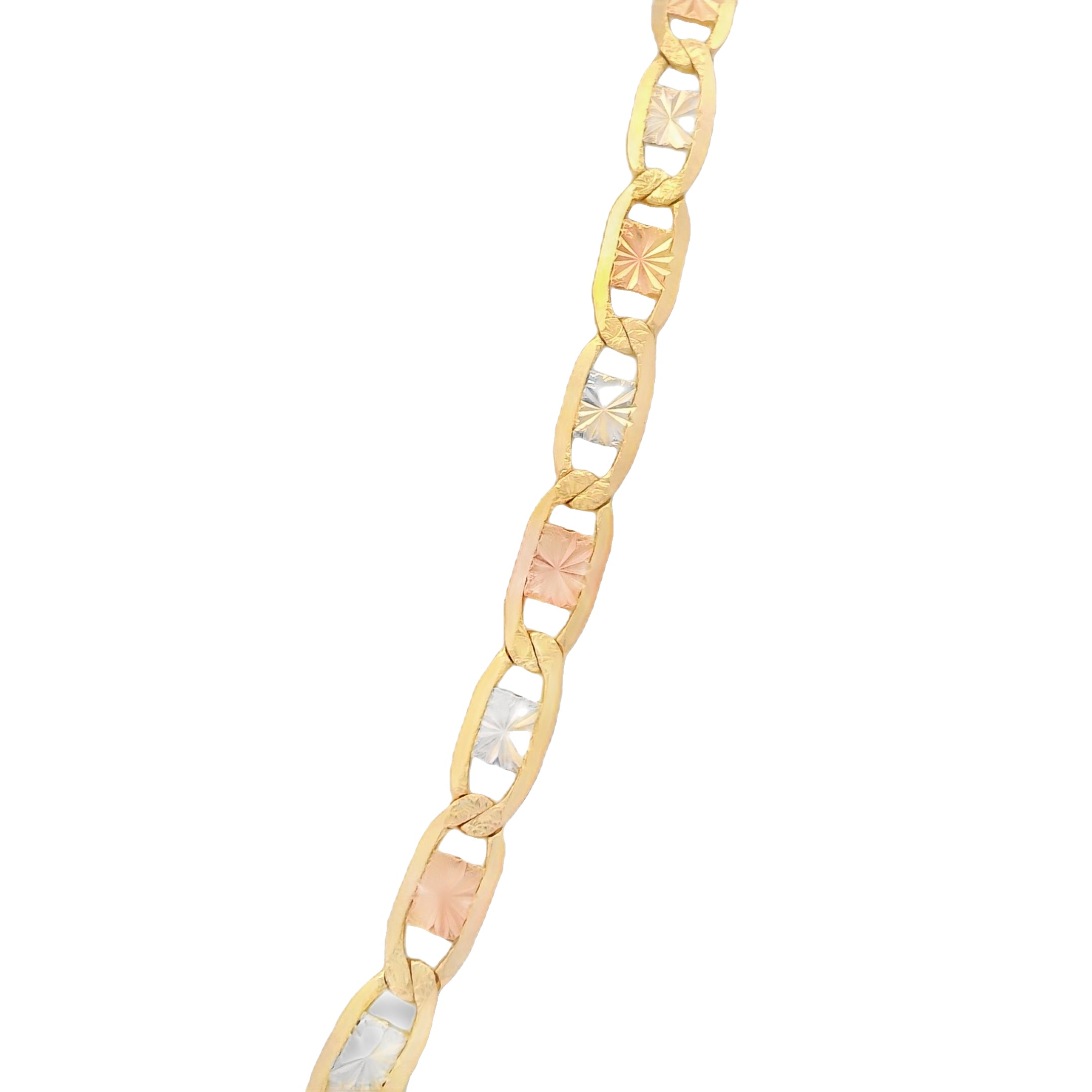 14K Gold Valentino Three-Tone Chain Necklace - 3.5mm Width, 22 Inches - Elegant Layered Jewelry for Women | Perfect for Date Night, Office Wear & Special Occasions