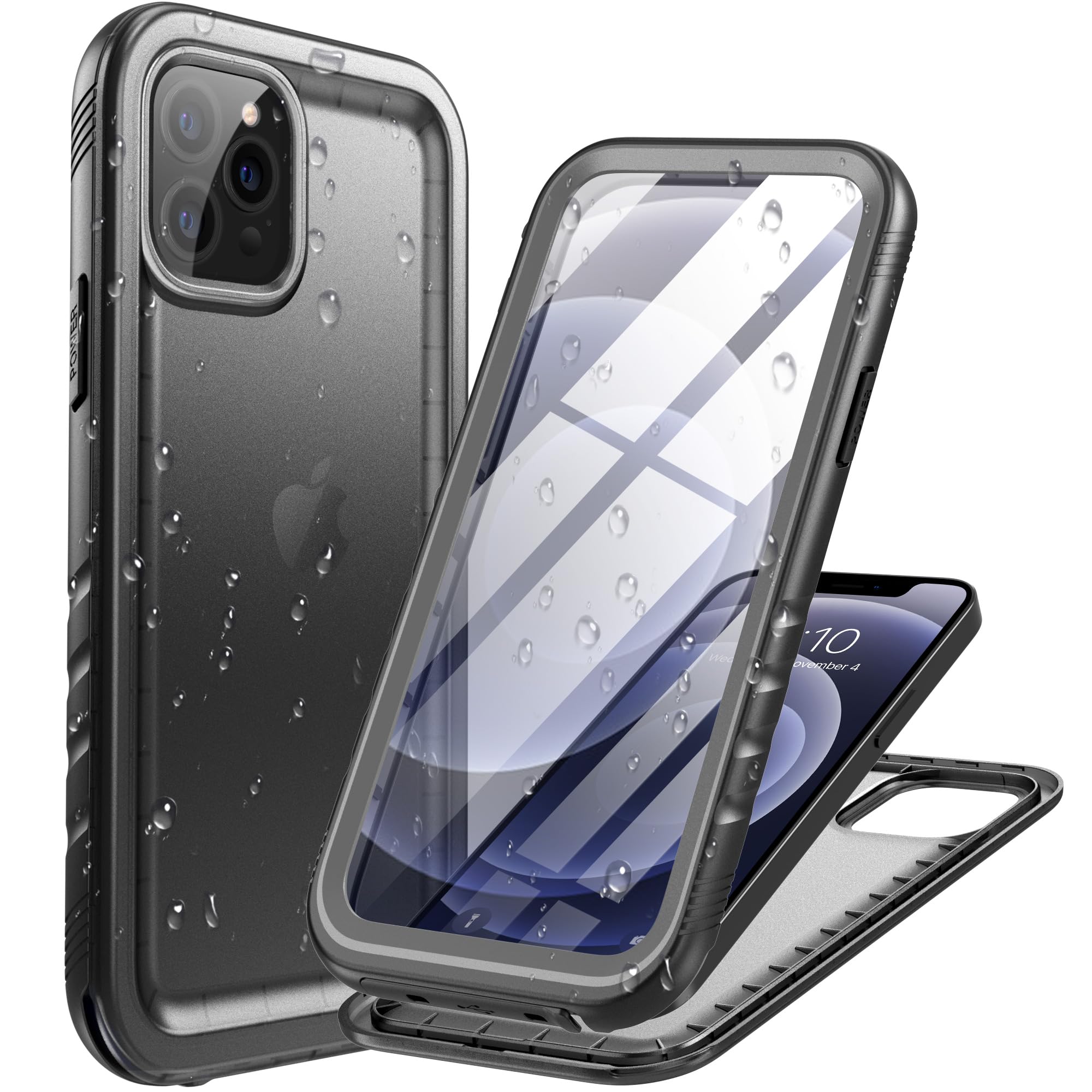 Shockproof Waterproof iPhone 12 Pro Max Case 6.7 Inch (2020) - Full Body Protective Cover with Built-in Screen Protector | Cozycase Compatible Black | Perfect for Outdoor Activities, Swimming & Extreme Sports