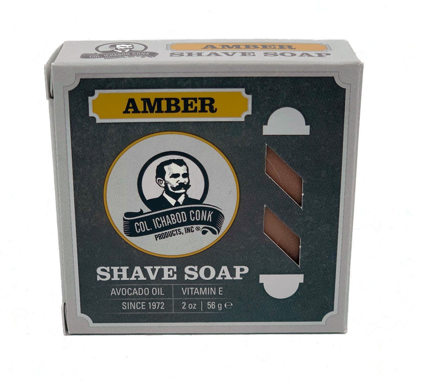 Colonel Conk Amber Shave Soap (2oz) - Natural Glycerin Shaving Soap for Men, Smooth Shave with Classic Scent - Perfect for Wet Shaving & Barber Shop Use