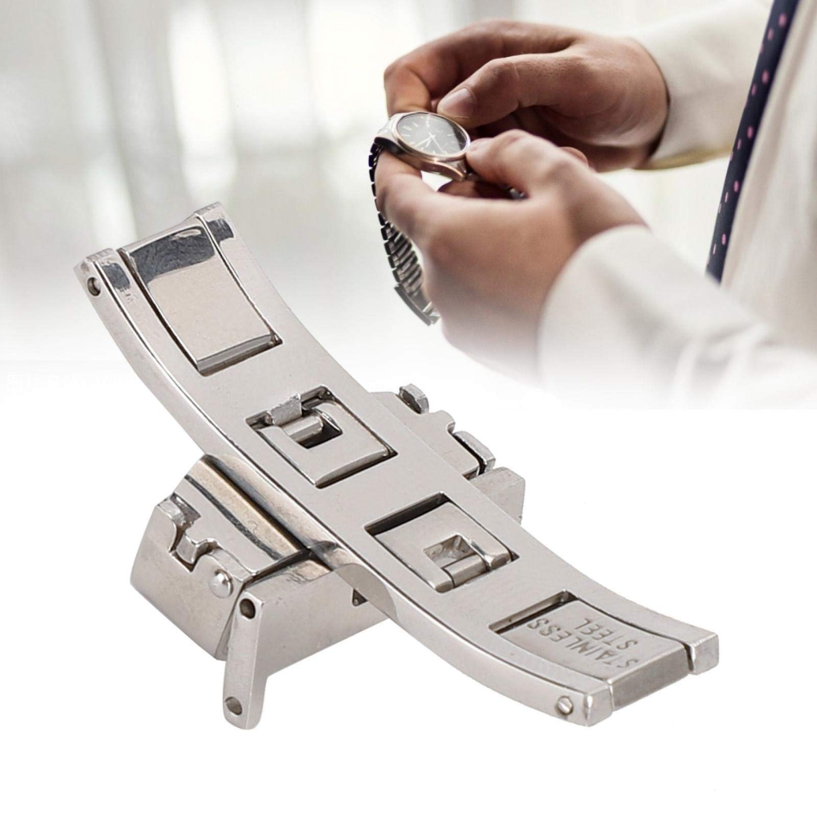 18MM Double Open Stainless Steel Watchband Buckle - Universal Replacement Watch Buckle Accessory for Watch Strap Repair, DIY Watchmakers, and Daily Maintenance