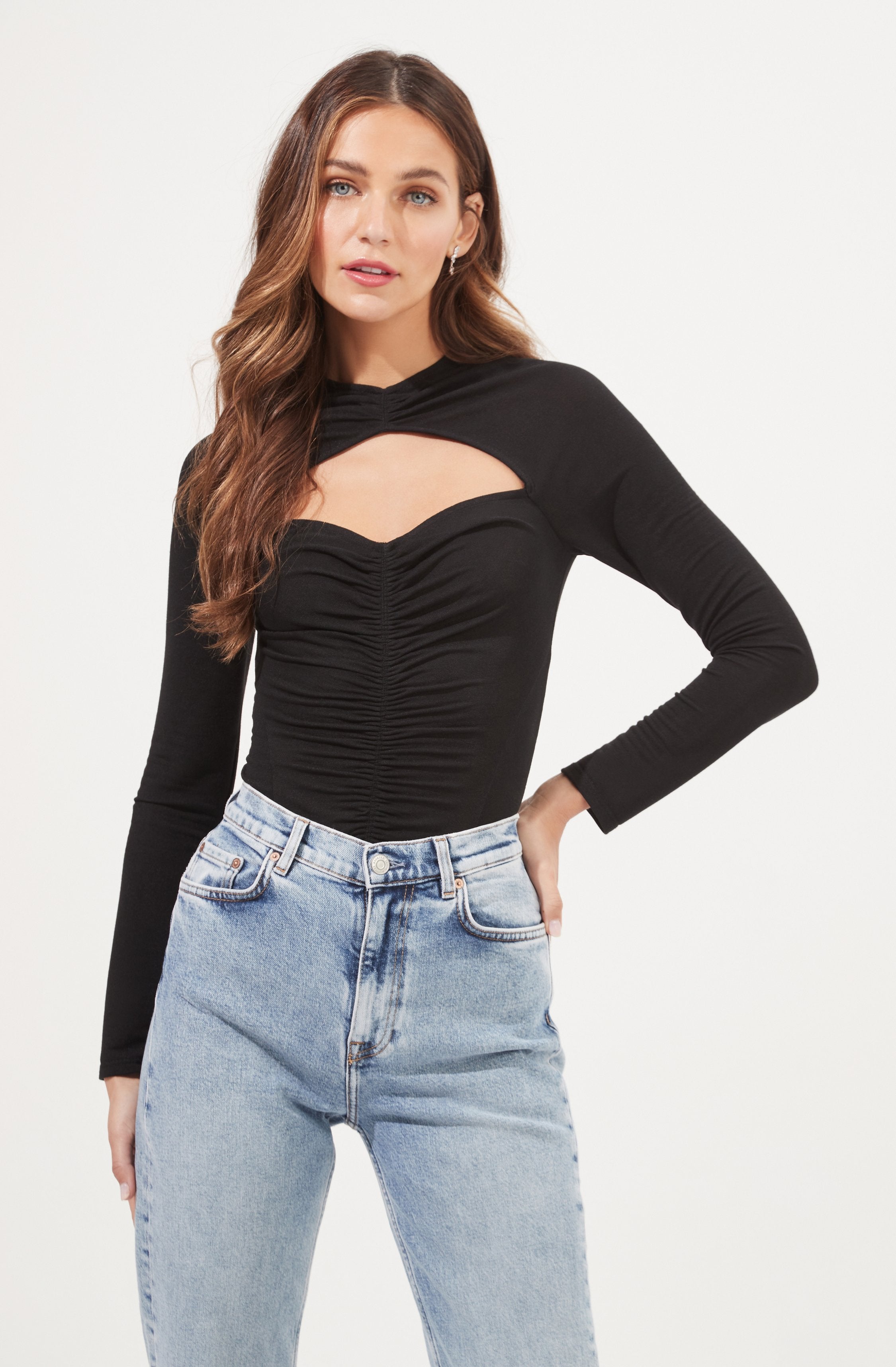 Cristen Ruched Cutout Bodysuit for Women - Sexy Sleeveless Stretchy Bodycon Jumpsuit - Perfect for Night Out, Party, and Date Night