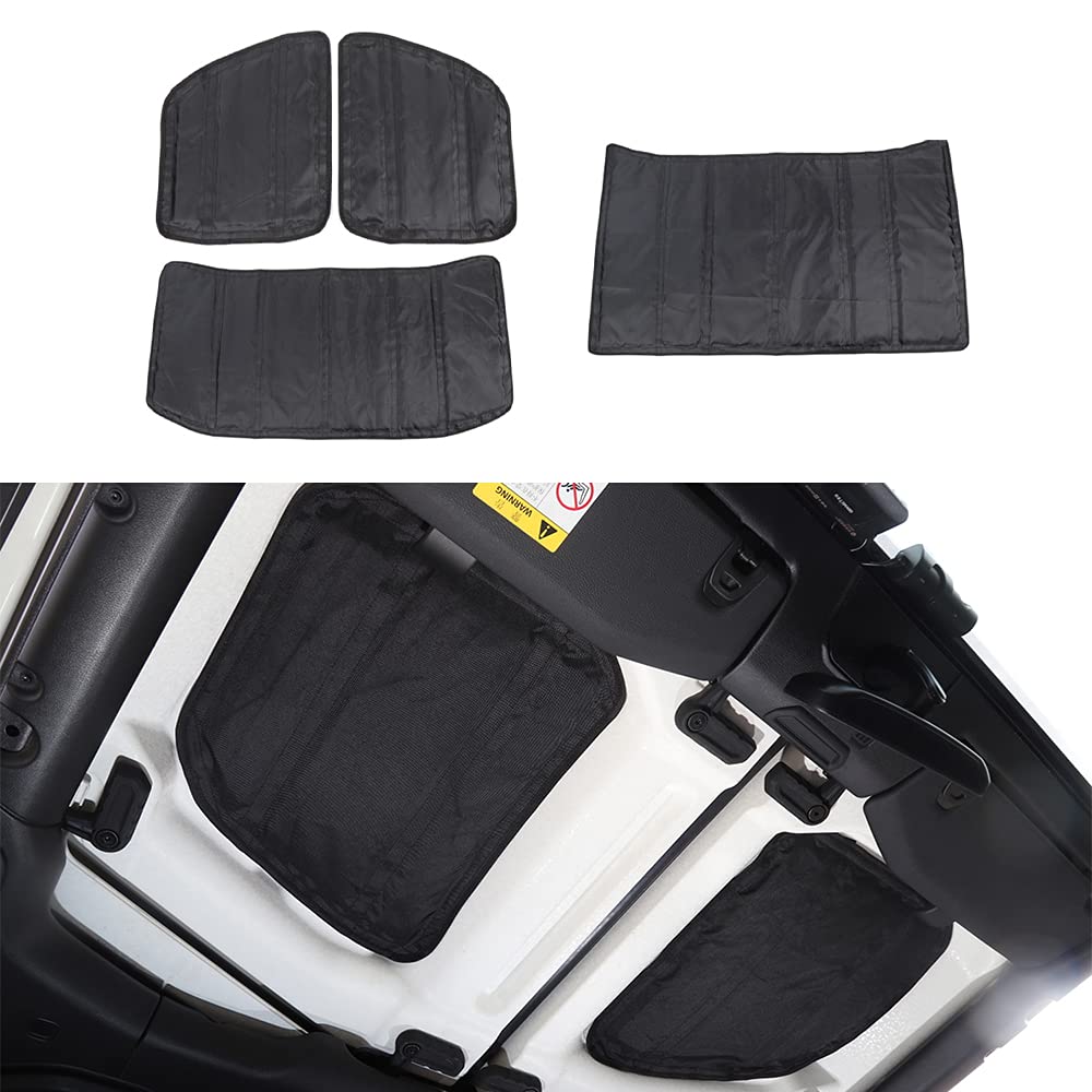 Jeep Wrangler JL Headliner Roof Insulation Kit (2018-2022) - 4-Door Sound Deadening Heat Shield Pad, Black Oxford Cloth Interior Accessories | Perfect for Off-Roading, Camping & Noise Reduction