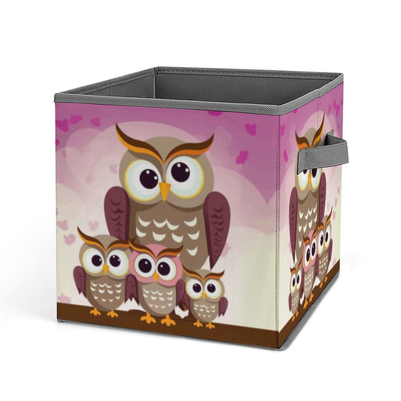 Foldable Owl Family Storage Cubes with Handles - Closet Organizer Bins for Clothes, Cabinet & Shelf Organization - Perfect for Kids' Room, Nursery, and Home Storage Solutions