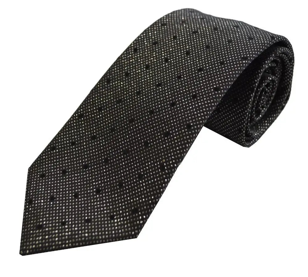 LA Smith Black Lurex Polyester Tie - Elegant Formal Necktie for Men's Business Attire & Special Occasions