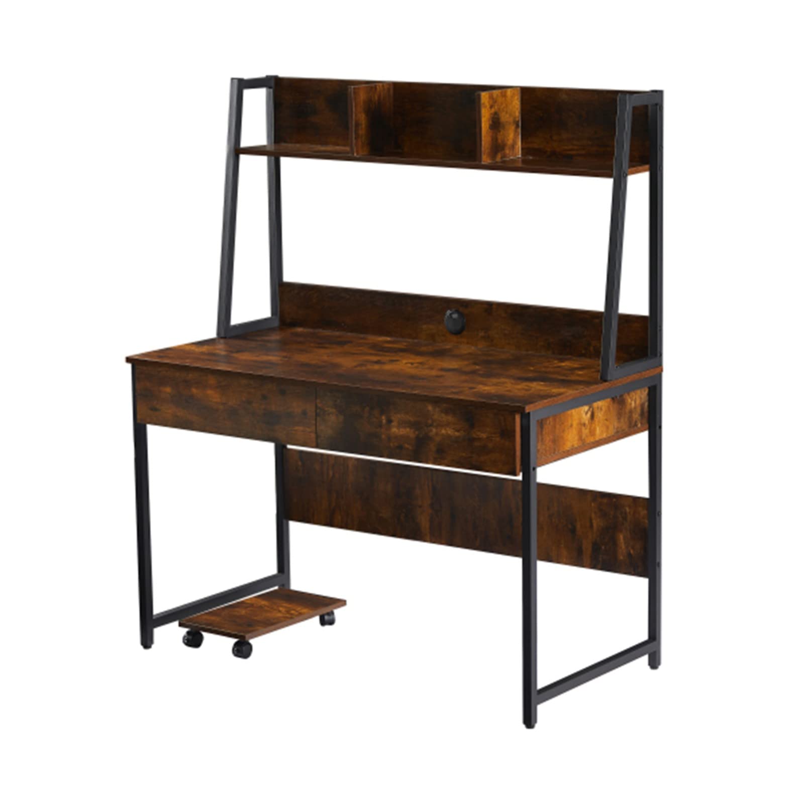 Dalibai Home Office Computer Desk with Hutch & Bookshelf - Space Saving Writing Study Desk, Tiger Finish - Perfect for Small Spaces, Dorm Rooms & Home Offices