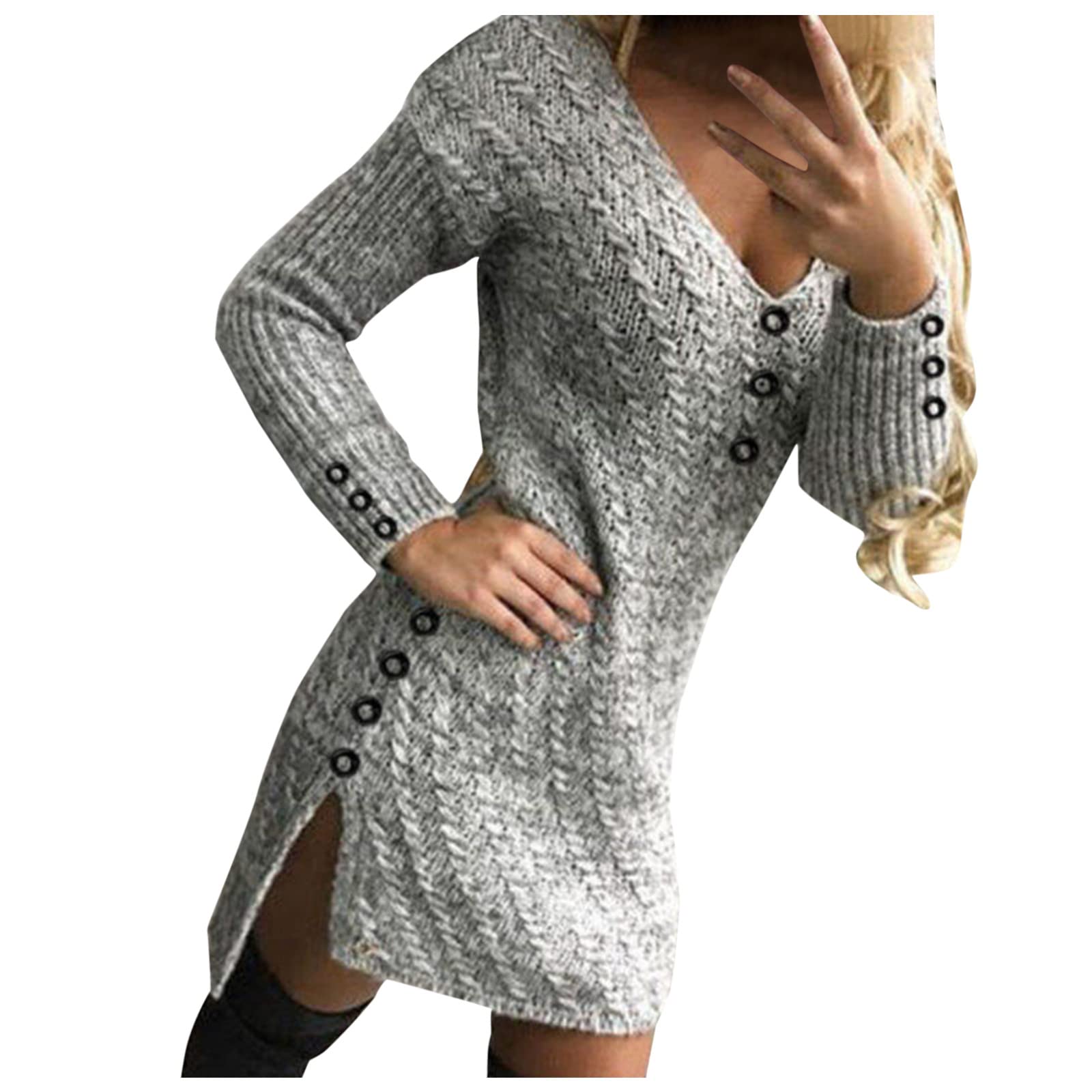 Women's Long Sleeve Knit Sweater Dress - Sexy Turtleneck Mini Dress for Work & Casual Wear | Summer Office Outfit, Date Night, Party Dress