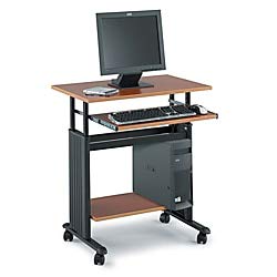 Safco Products Muv Adjustable-Height Standing Desk - Cherry Finish - Ergonomic Home & Office Workstation for Comfortable Sitting or Standing - Perfect for Remote Work, Study & Small Spaces