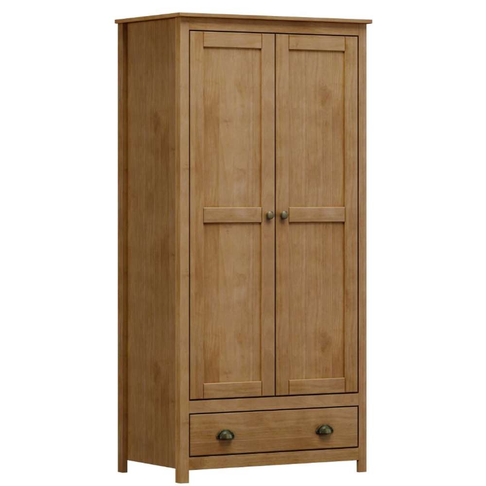 Finestra Topazio Line Solid Wood Wardrobe with 2 Doors and 1 Drawer - 70.9