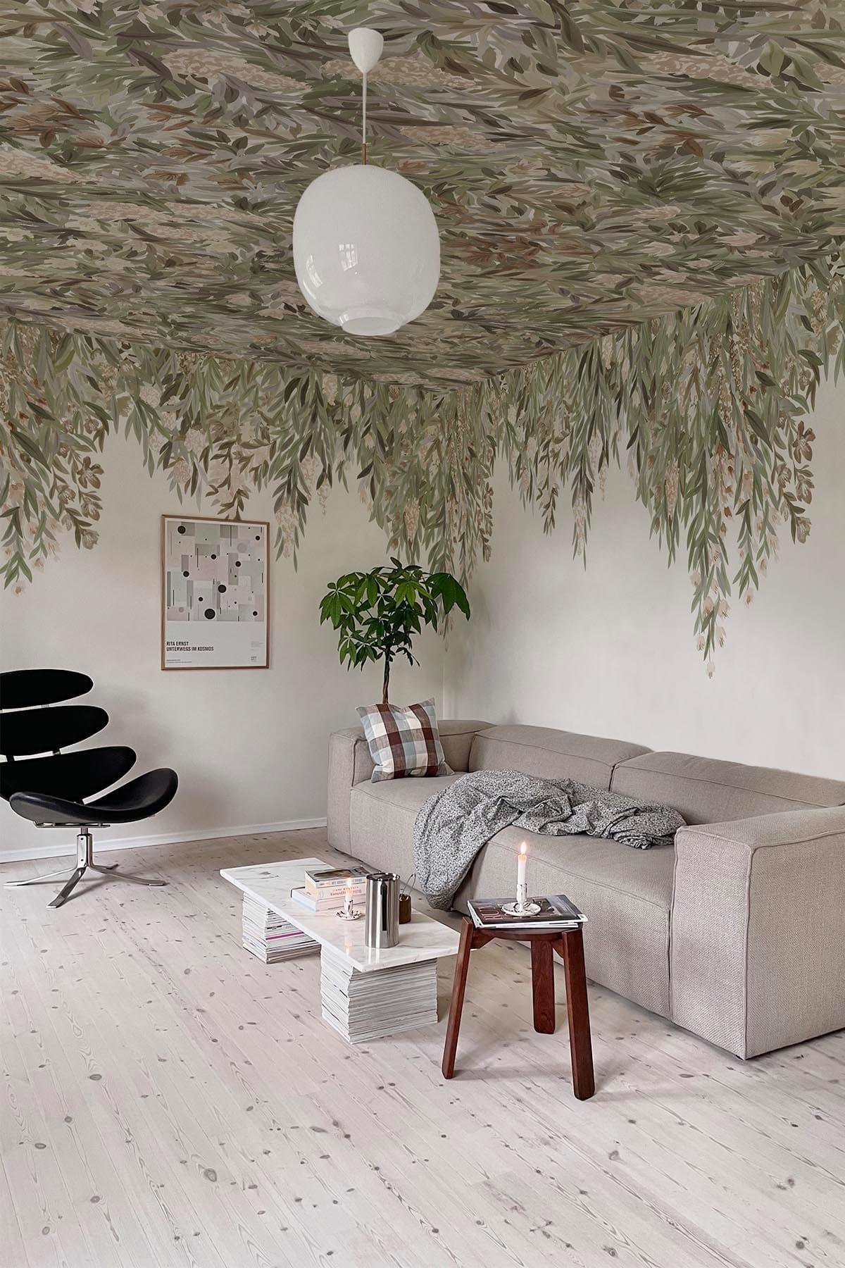 Floral Sky Light Green - Elegant Home Decor for Living Room, Bedroom & Office - Perfect for Relaxation & Aesthetic Ambiance