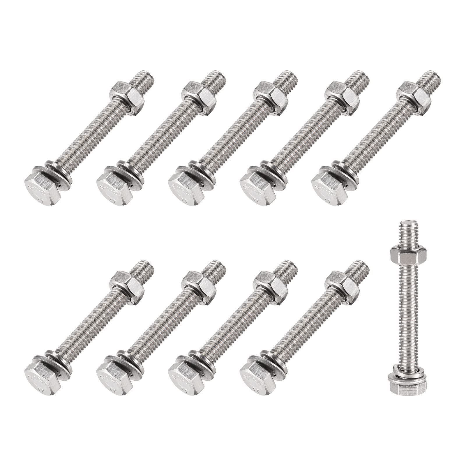 METALLIXITY 304 Stainless Steel M6x50mm Hex Screws Bolts Kit (10 Sets) - for Home Appliance Repair