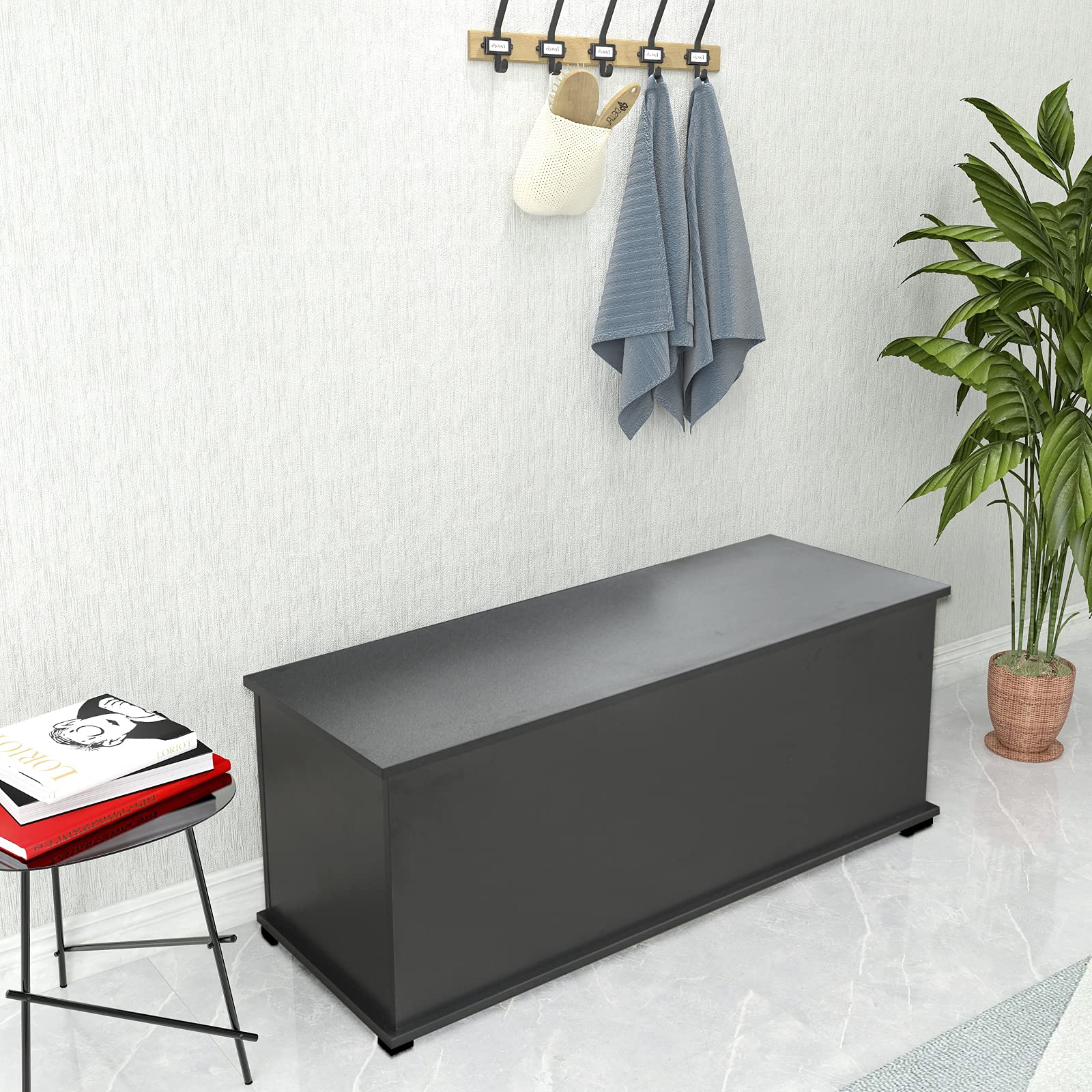Wooden Toy Box & Storage Bench with Lift Top - Kids Toy Chest Organizer with 2 Safety Hinges, Entryway Blanket Storage Cabinet for Playroom, Living Room & Bedroom - Perfect for Toy Organization & Home Decor