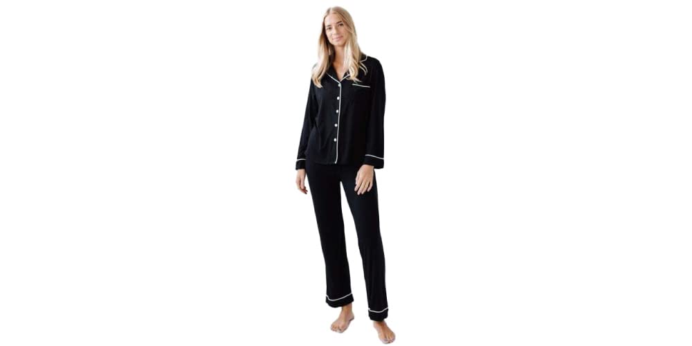Cozy Earth Women's Soft Bamboo Long Sleeve Pajama Set - Comfortable Sleepwear for Lounge & Nighttime Relaxation