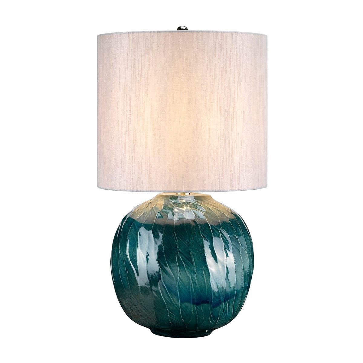 Blue Globe 1-Light Ceramic Table Lamp by Elstead Lighting - Modern Home Decor for Living Room, Bedroom & Office