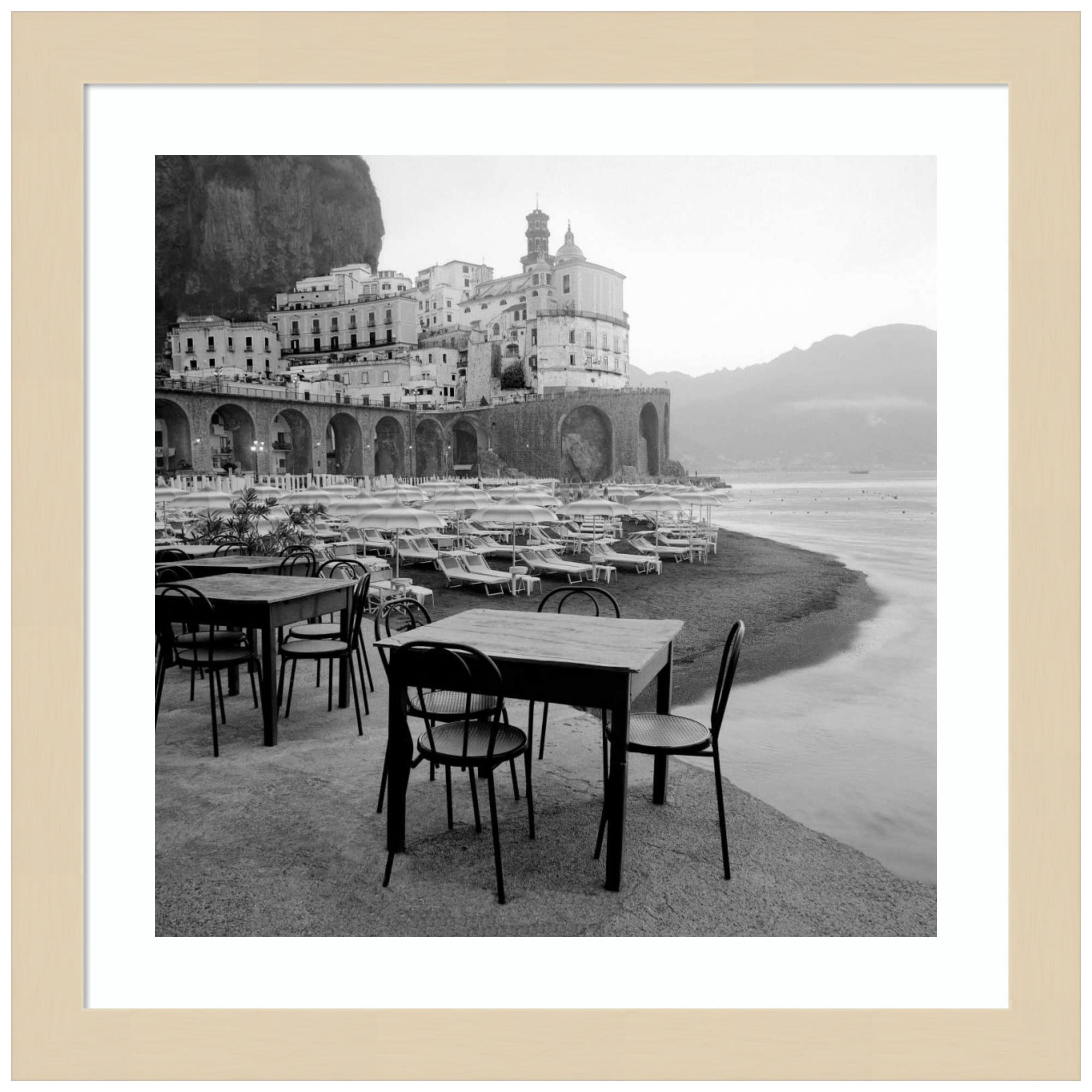 Amanti Art Wood Framed Wall Art Print - Atrani 30 by Alan Blaustein - 13x13 Inches - Svelte Natural Frame - X-Small - Perfect for Living Room, Bedroom & Office Decor