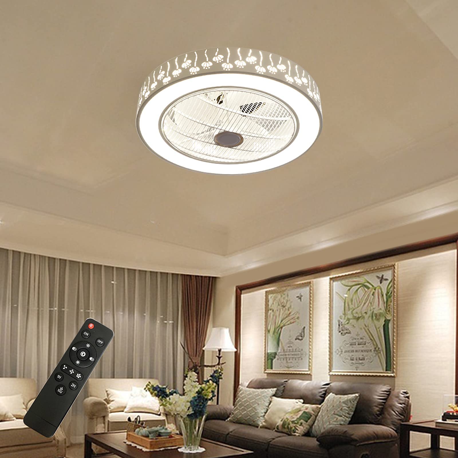 Low Profile Ceiling Fan with LED Lights - 21.5