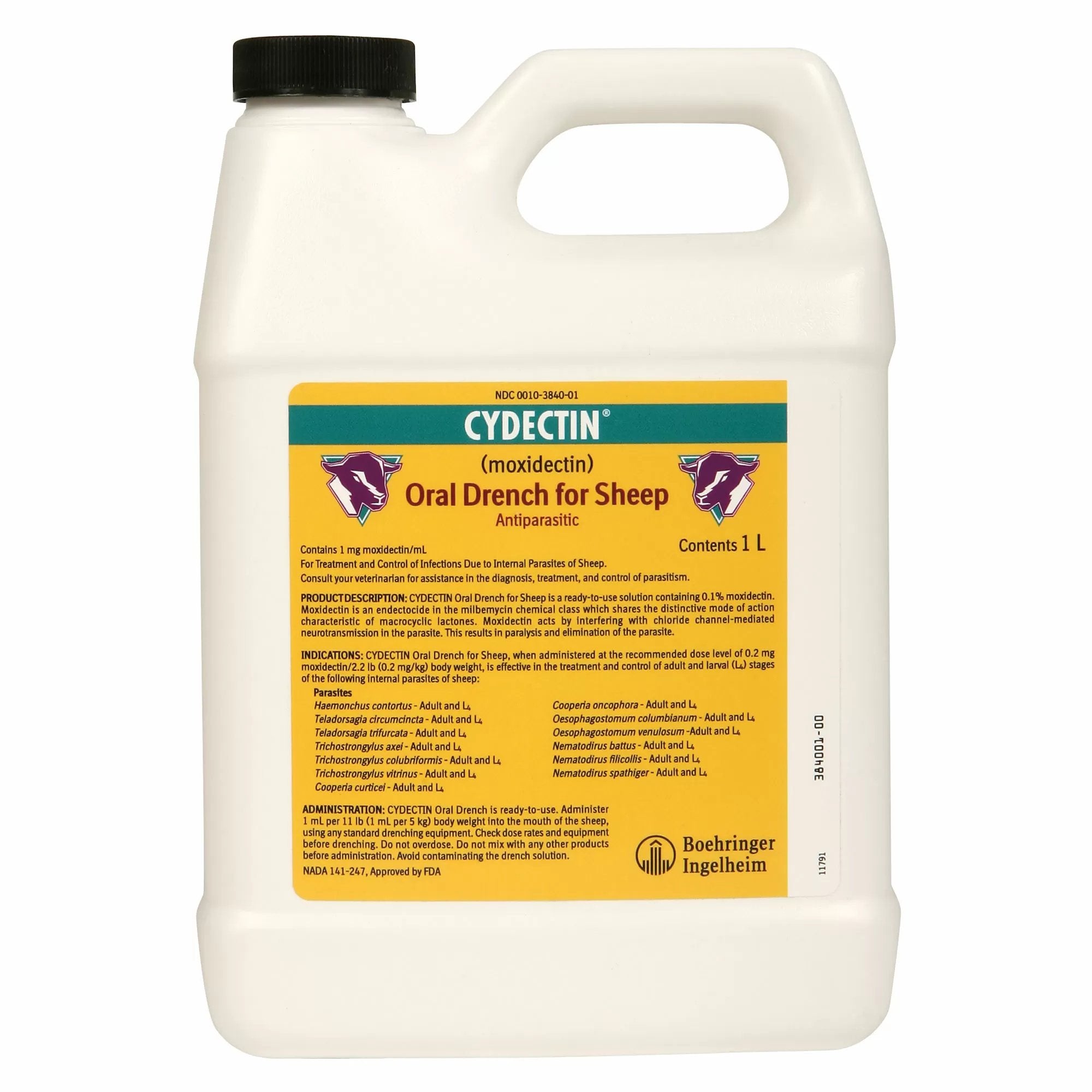 Elanco Cydectin Oral Drench for Sheep - 1 Liter | Effective Dewormer for Sheep & Lambs | Prevents & Treats Parasites for Healthy Livestock | Ideal for Farm & Ranch Use