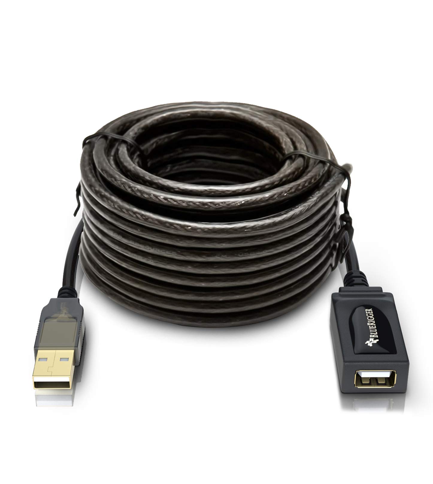 BlueRigger USB 2.0 Active Extension Cable 32FT (10M) Male to Female Repeater - High Speed Data Transfer for Gaming Consoles, Printers, Cameras, Keyboards - Perfect for Home Office, Gaming Setup & Remote Workstations
