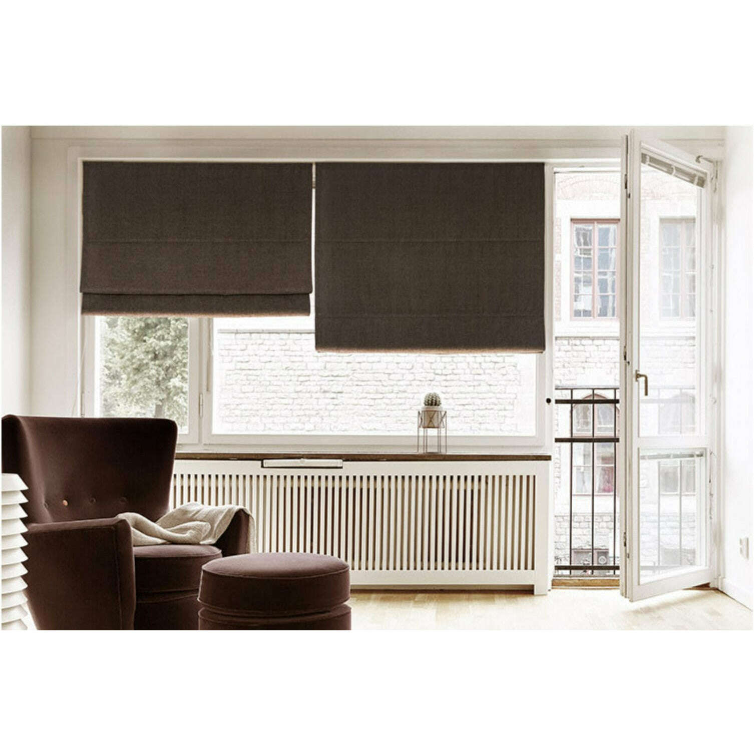 Napa Roman Linen Blinds - Dark Brown Window Shades | Blackout & Light Filtering | Perfect for Living Room, Bedroom & Office