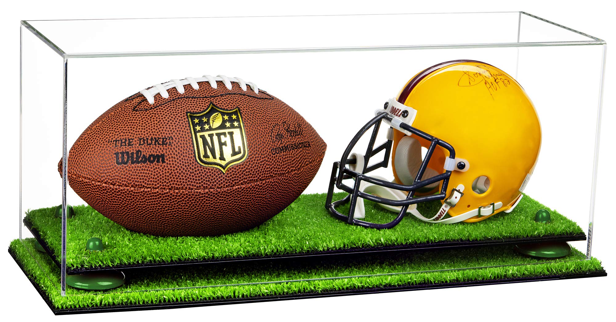 Acrylic Double Mini Football Helmet Display Case - Miniature Collectible Sports Memorabilia for NFL Fans | Perfect for Home, Office, or Man Cave Decor (A019)