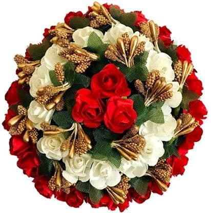 AROSHA Artificial Flower Bun Gajra Hair Accessories for Women - Pack of 1 | Bridal Hair Jewelry, Indian Wedding Hair Decor, Boho Festival Headpiece for Parties & Special Occasions