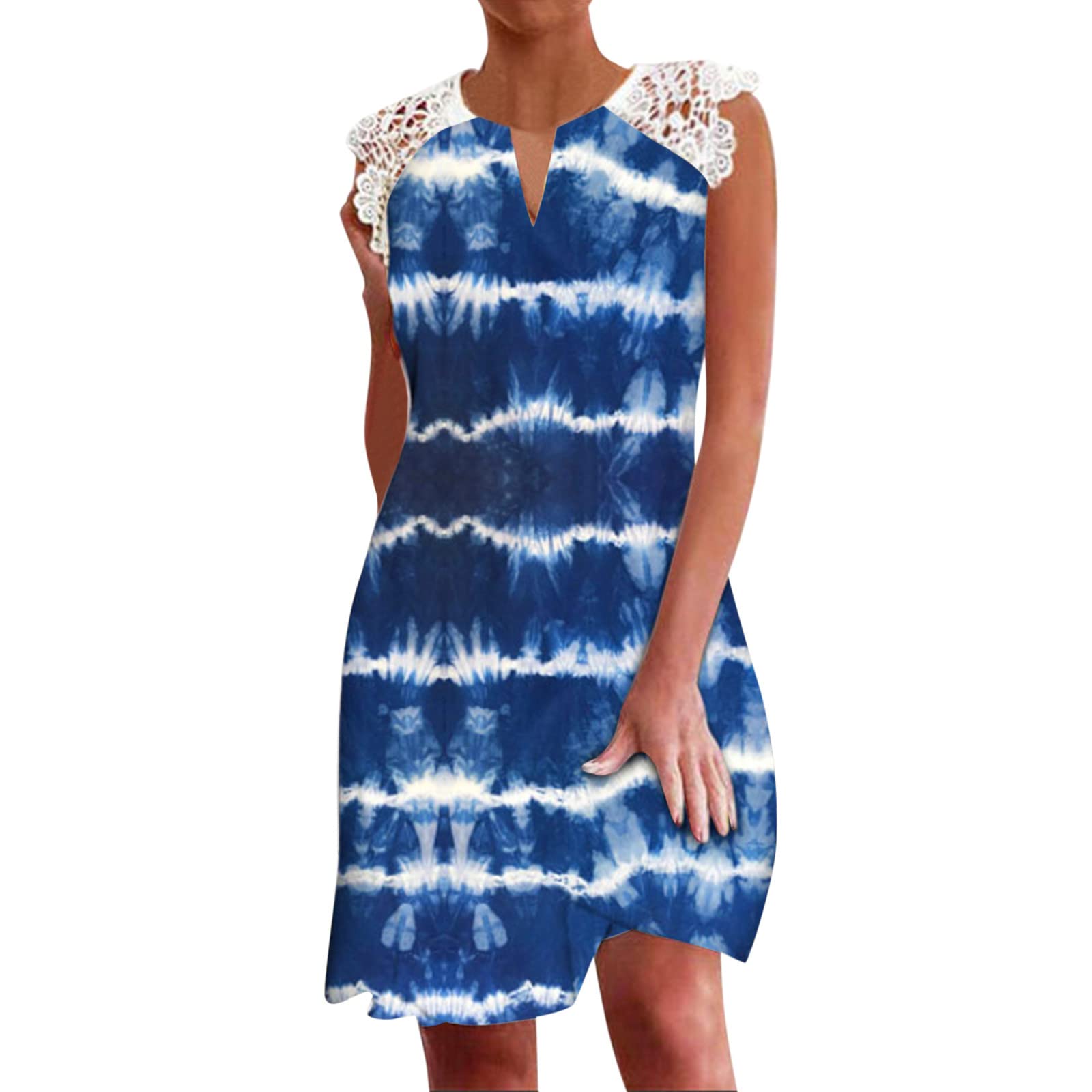 Women's Floral Print Sleeveless Midi Dress - Summer Casual Party Dress Plus Size XL in Blue | Perfect for Beach Vacations, Date Nights & Outdoor Events