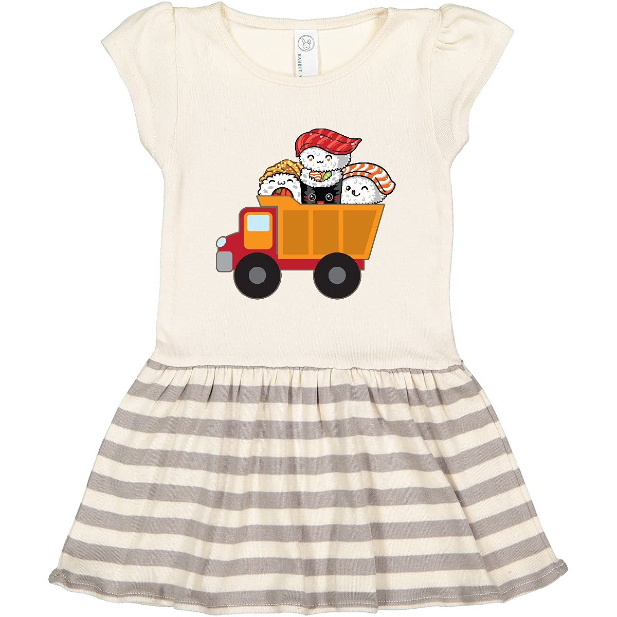 Inktastic Sushi Lover Food Truck Toddler Dress - Cute Japanese Sushi Print Baby Girl Outfit for Casual Wear, Birthday Party & Photo Shoots