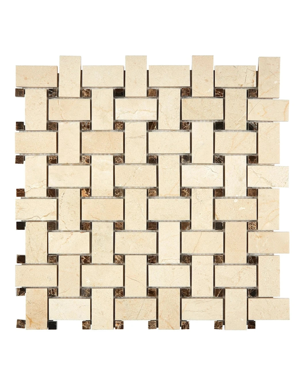 Premium Crema Marfil Marble Basketweave Mosaic Tile - Natural Stone Wall & Floor Decor for Bathroom, Kitchen Backsplash, and Shower Surround
