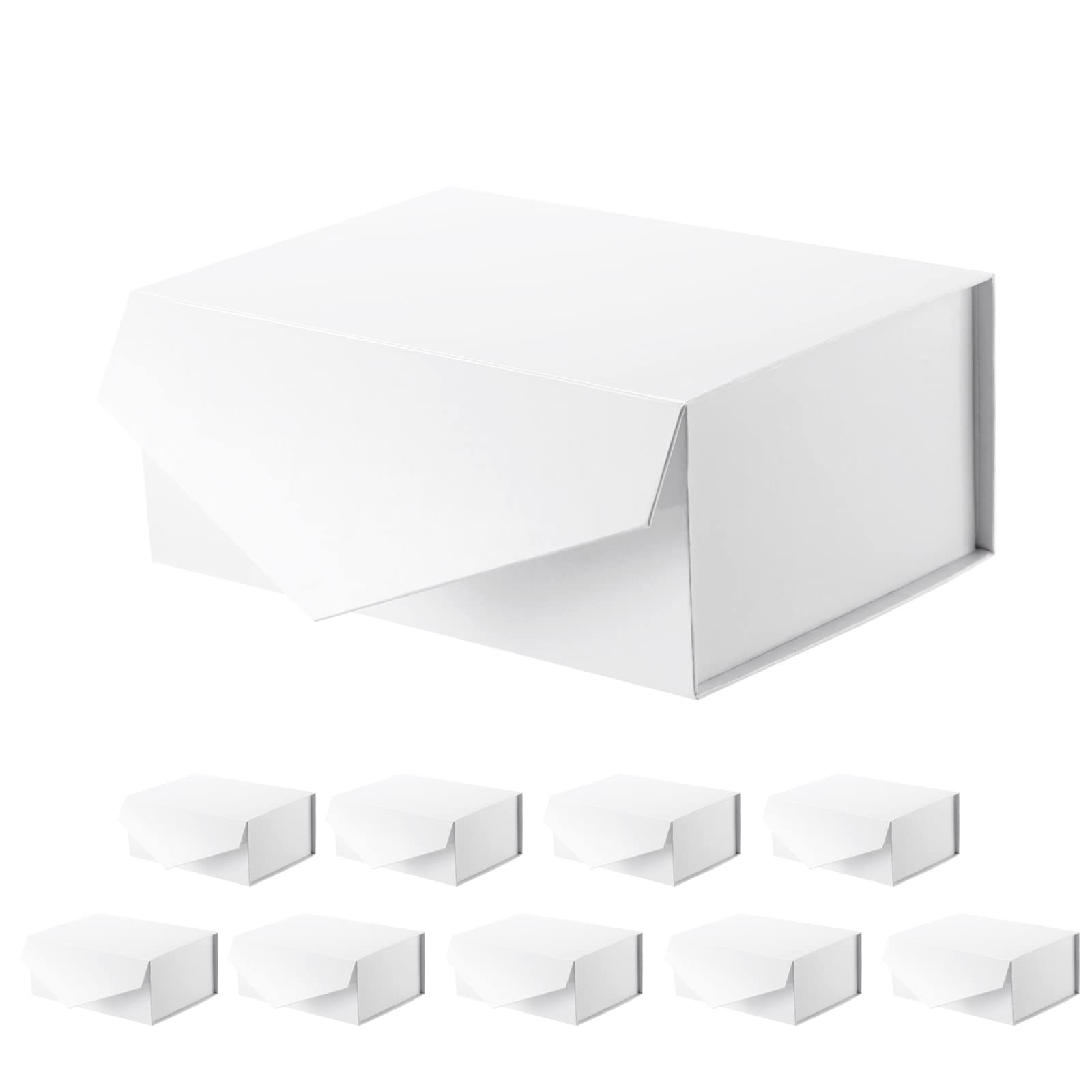 Premium 10-Pack PACKQUEEN Magnetic Gift Boxes 9x6.5x3.8 Inches - Elegant Glossy Black Gift Boxes with Lids | Perfect for Groomsmen Proposals, Wedding Favors, Jewelry Packaging & Luxury Gift Giving