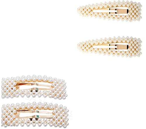 Snowpearl Hair Clips for Women - Elegant Pearl Hair Pins & Barrettes for Girls & Women (Pack of 2 Pairs) - Perfect for Weddings, Parties & Everyday Wear
