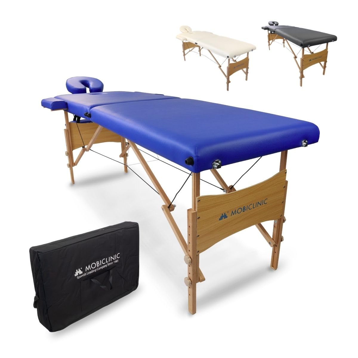 Mobiclinic® Portable Folding Massage Table - 73.23 x 23.62 Inch Adjustable Beauty Spa Bed with Headrest & Carry Bag - 330 lb Capacity Wooden Therapy Table for Professional Massage, Lash Extensions & Physiotherapy - Perfect for Salons, Spas & Home Use