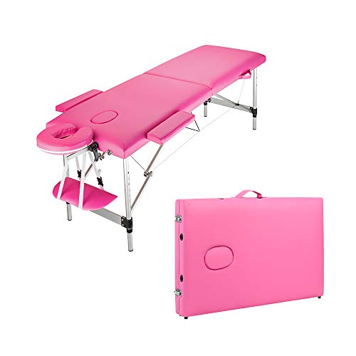 Portable Folding Massage Table - 2-Section Adjustable Spa Bed for Bodywork, Physical Therapy & Home Use - 60CM Wide, Pink - Perfect for Massage Therapists, Chiropractors & Home Relaxation