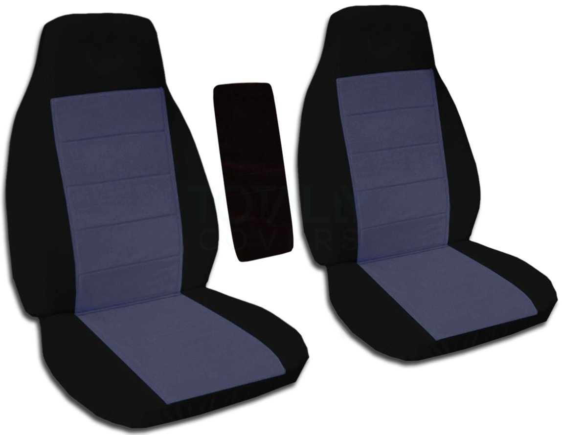 1991-1997 Ford Ranger Explorer Seat Covers | Compatible with Mazda Navajo B-Series | Two-Tone Truck & SUV Bucket Seat Covers with Armrest | Black & Blue Gray | Perfect for Road Trips & Off-Road Adventures