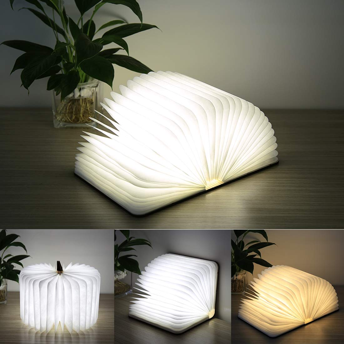 Fulvit Creative LED Origami Book Lamp - 500 Lumens Night Light with Warm White & White Light Options - Perfect for Bedside Reading, Kids' Rooms, and Cozy Home Decor