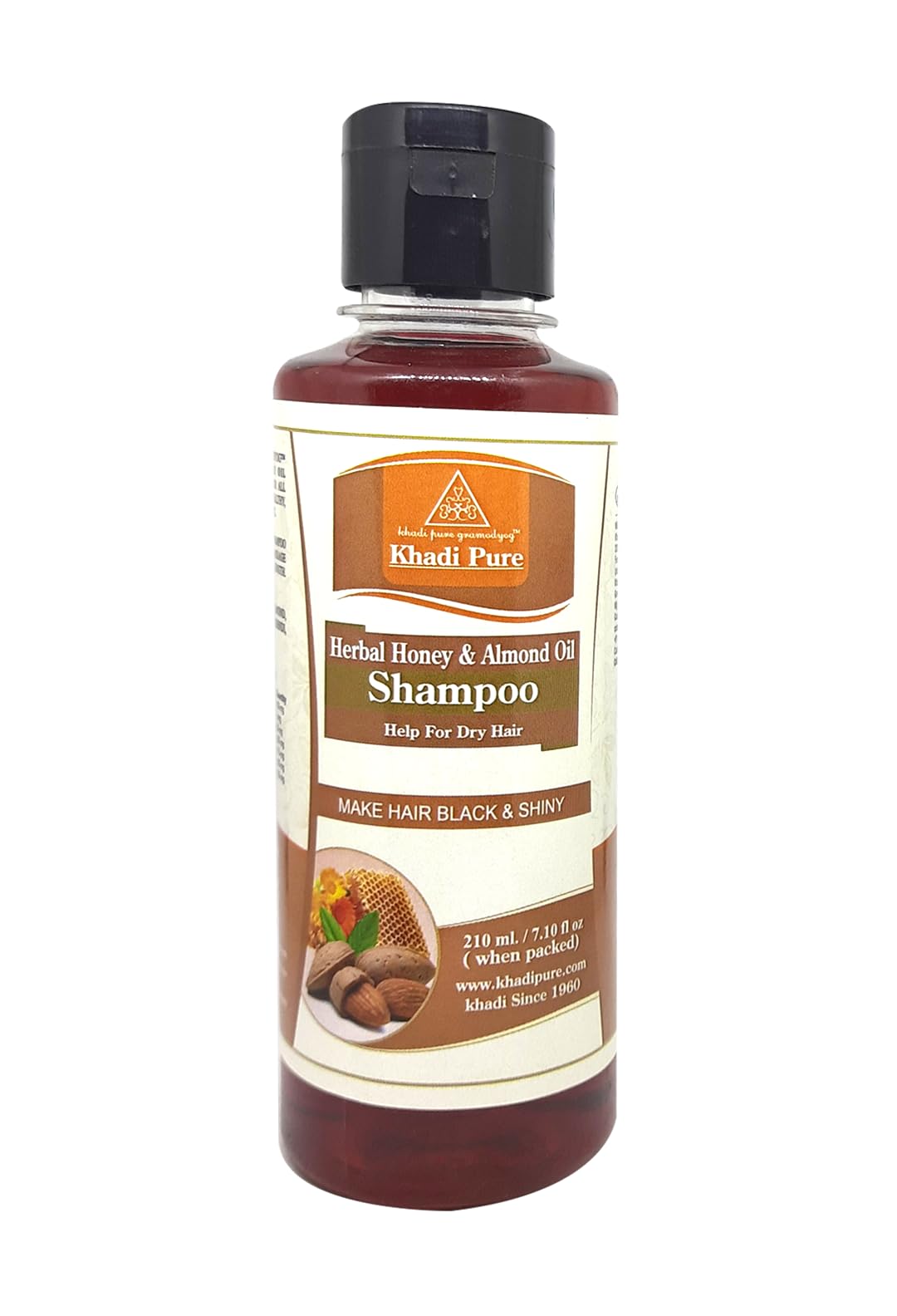 Khadi Pure Herbal Honey & Almond Oil Shampoo - 210ml | Natural Hair Cleanser for Dry & Damaged Hair | Sulfate-Free & Chemical-Free | Promotes Hair Growth & Shine | Perfect for Daily Hair Care Routine