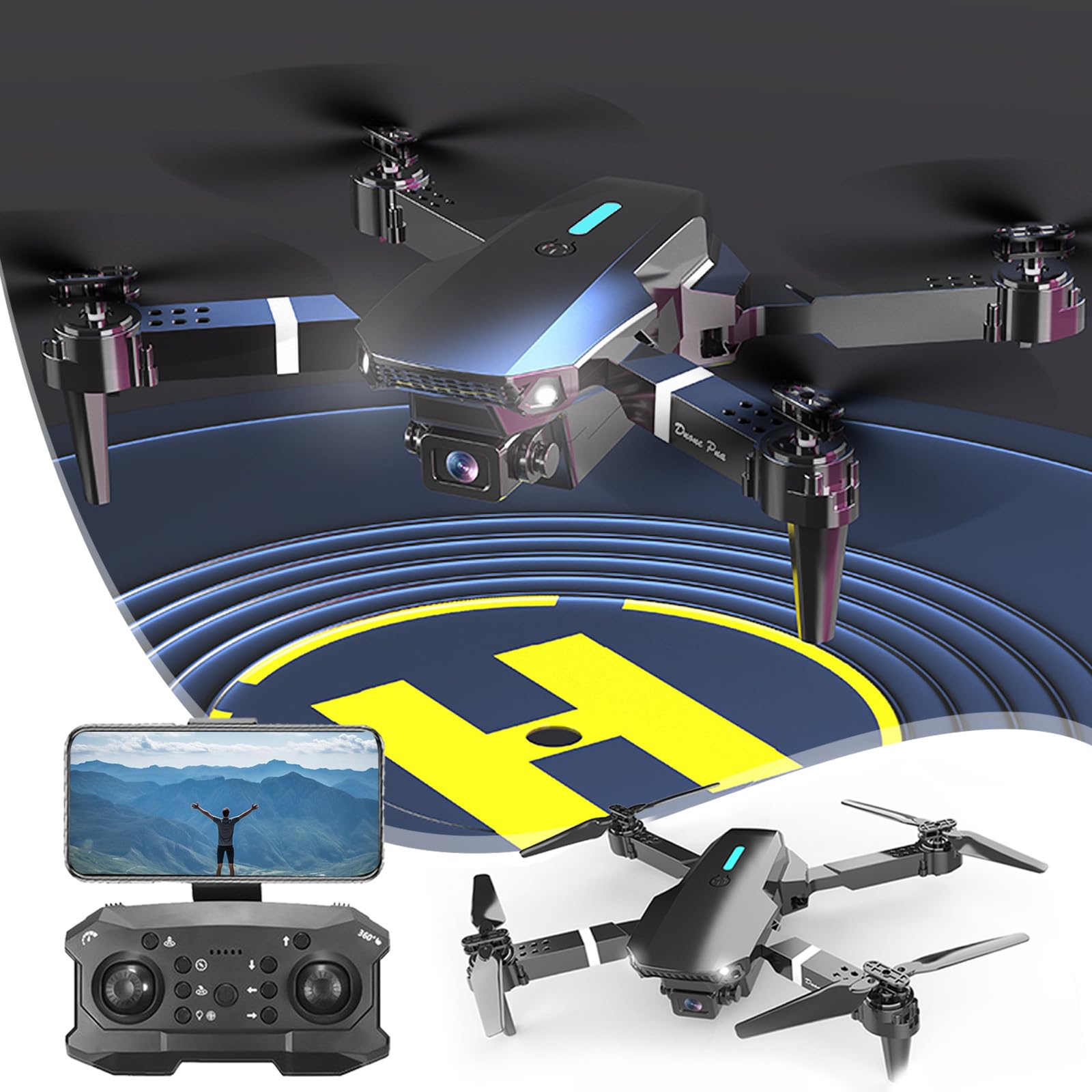 **4K Drone with Camera for Adults & Kids - FPV RC Quadcopter with Altitude Hold, Voice Control, Adjustable Speed, LED Lights - Perfect for Aerial Photography, Outdoor Adventures & STEM Learning**