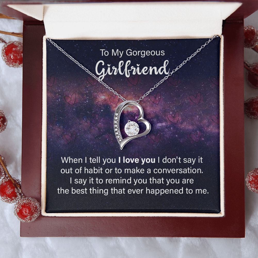 Forever Love Necklace for Girlfriend - Romantic Heart Pendant Jewelry Gift for Her - Perfect for Anniversaries, Valentine's Day & Special Occasions