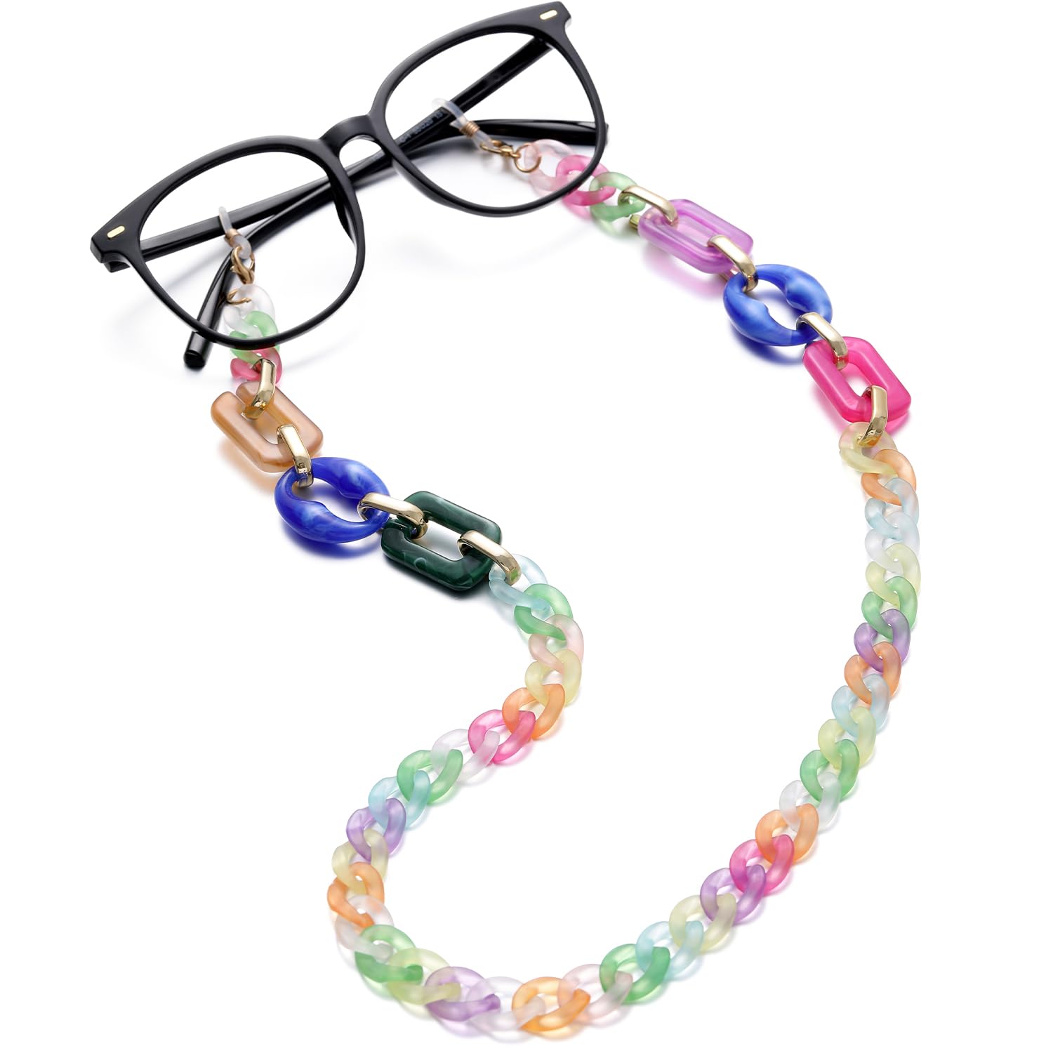 Stylish Acrylic Eyeglass Chain for Women - Fashionable Necklace-Style Glasses Holder - Perfect for Reading, Work, and Everyday Use