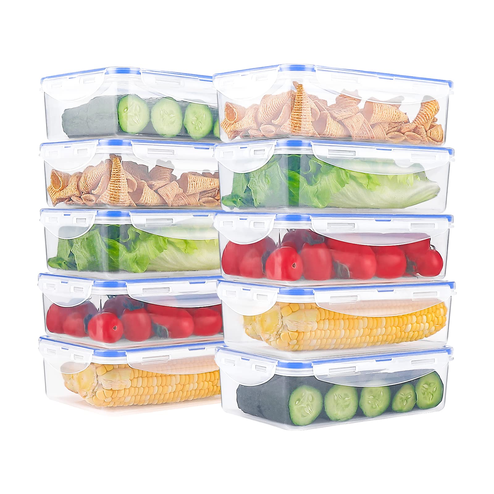Mengico 10-Pack 4.6 Cup Plastic Food Storage Containers with Lids for Meal Prep & Kitchen Organization