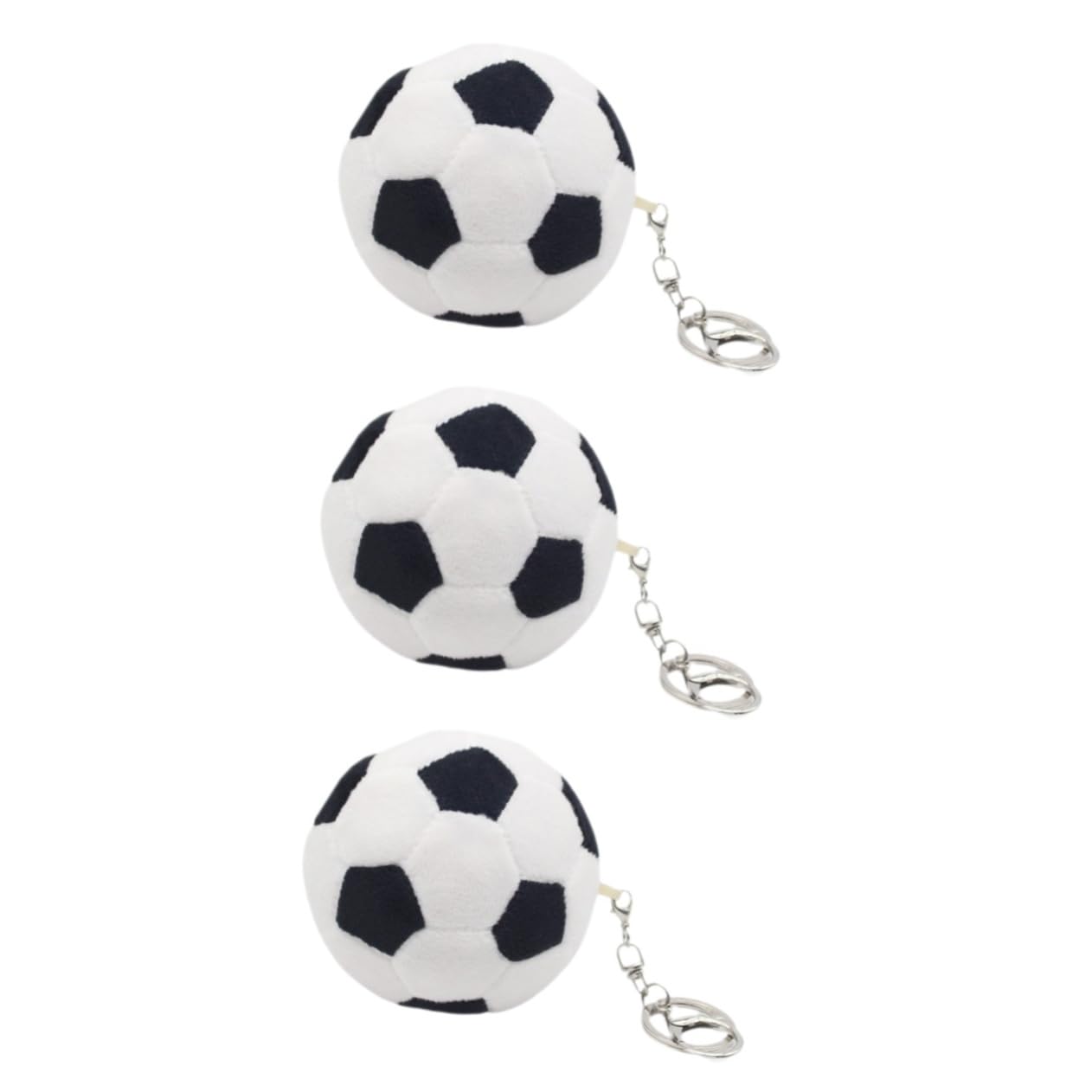 Soft Plush Soccer Ball Keychain Set - 3 Pack Fluffy Stuffed Keyrings for Women | Cute Bag Charm & Home Decor | Perfect for Sports Fans, Gifts & Key Organization