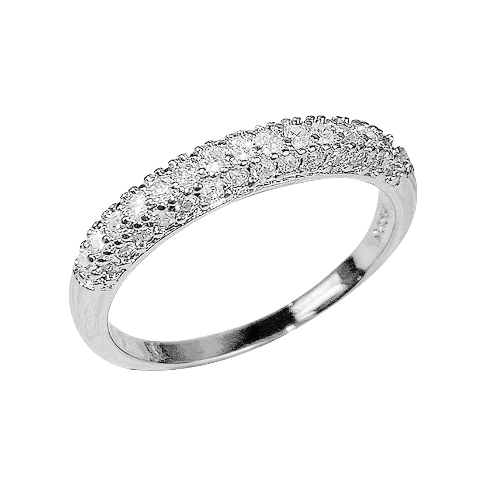 3-Row Cubic Zirconia Ring for Women - Elegant Stackable Wedding Band, Anniversary Gift for Wife, Girlfriend - Perfect for Everyday Wear, Date Nights & Special Occasions