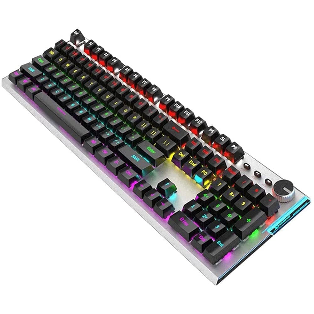 MZLXDEDIAN RGB Backlit Gaming Keyboard - Spill-Resistant, Programmable Macro Keys, Quiet Cushioned Design for PC, Mac, Office & Esports (108 Key) - Perfect for Gaming, Typing & Professional Workstations