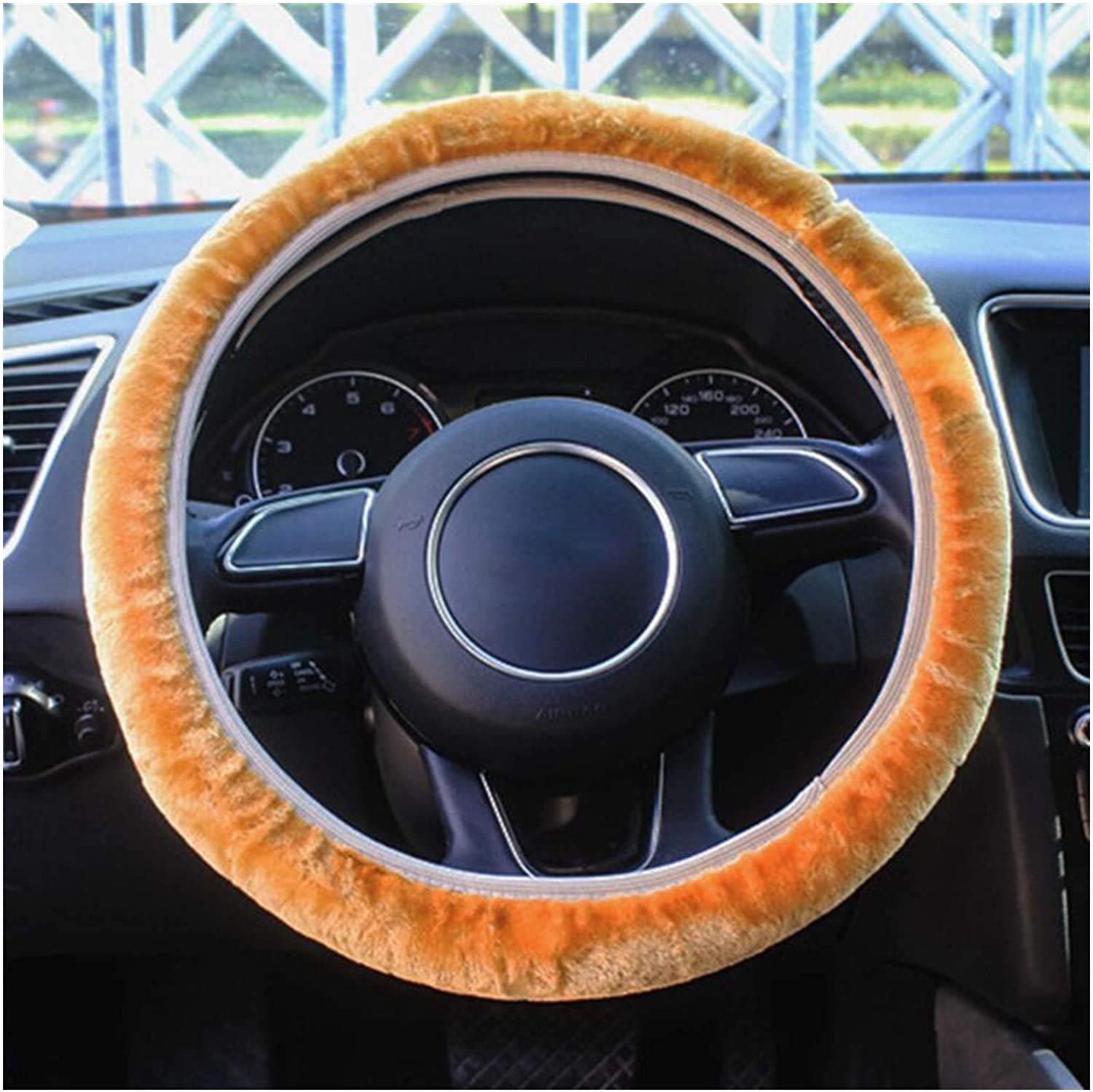 ZCBDNB Winter Soft Plush Steering Wheel Cover - Universal Elastic Car Interior Accessory for Cold Weather (Yellow) | Cozy Driving Comfort in Winter & Frost Protection