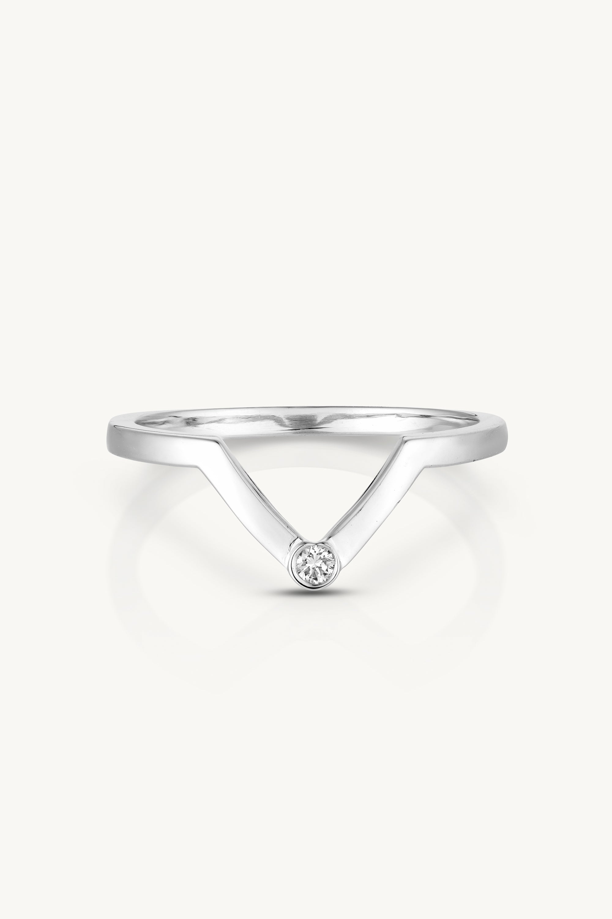 White Diamond White Gold Chevron Band Ring - Elegant Stackable Wedding Band for Women, Perfect for Bridal, Anniversary & Everyday Wear