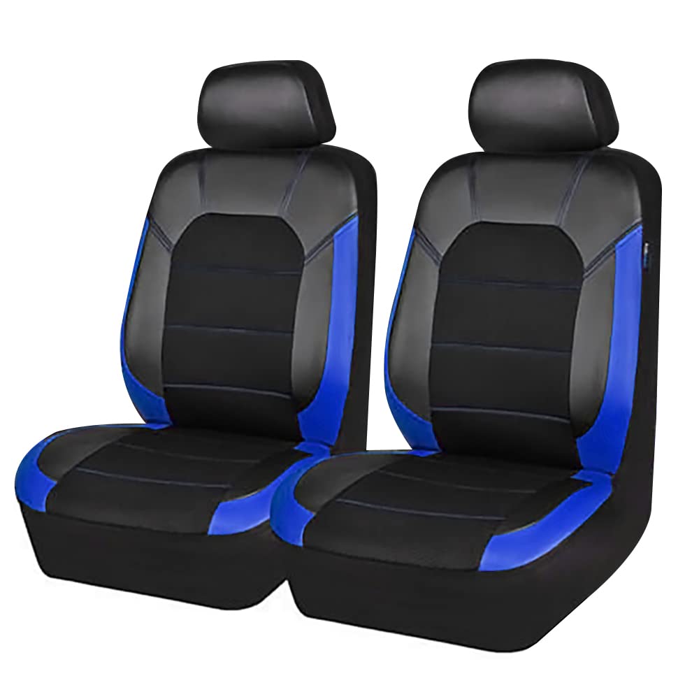 2020 Seat Tarraco Front Seat Cover - Premium PU Leather & Cloth Car Seat Protector, Comfortable Blue Auto Seat Covers for Front Row - Perfect for Daily Commuting, Road Trips & Family Travel