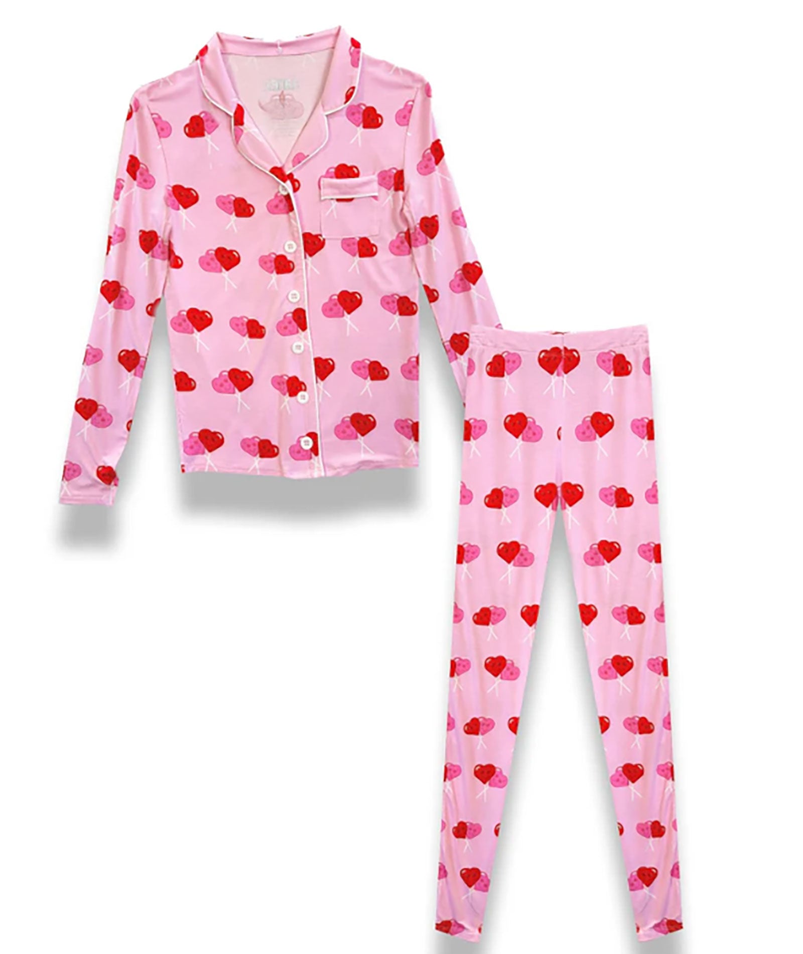 Katie J NYC Juniors Love Lollies Maia Pants Pajama Set - Soft Cotton Sleepwear for Women & Teens - Perfect for Sleepovers, Lounging & Cozy Nights