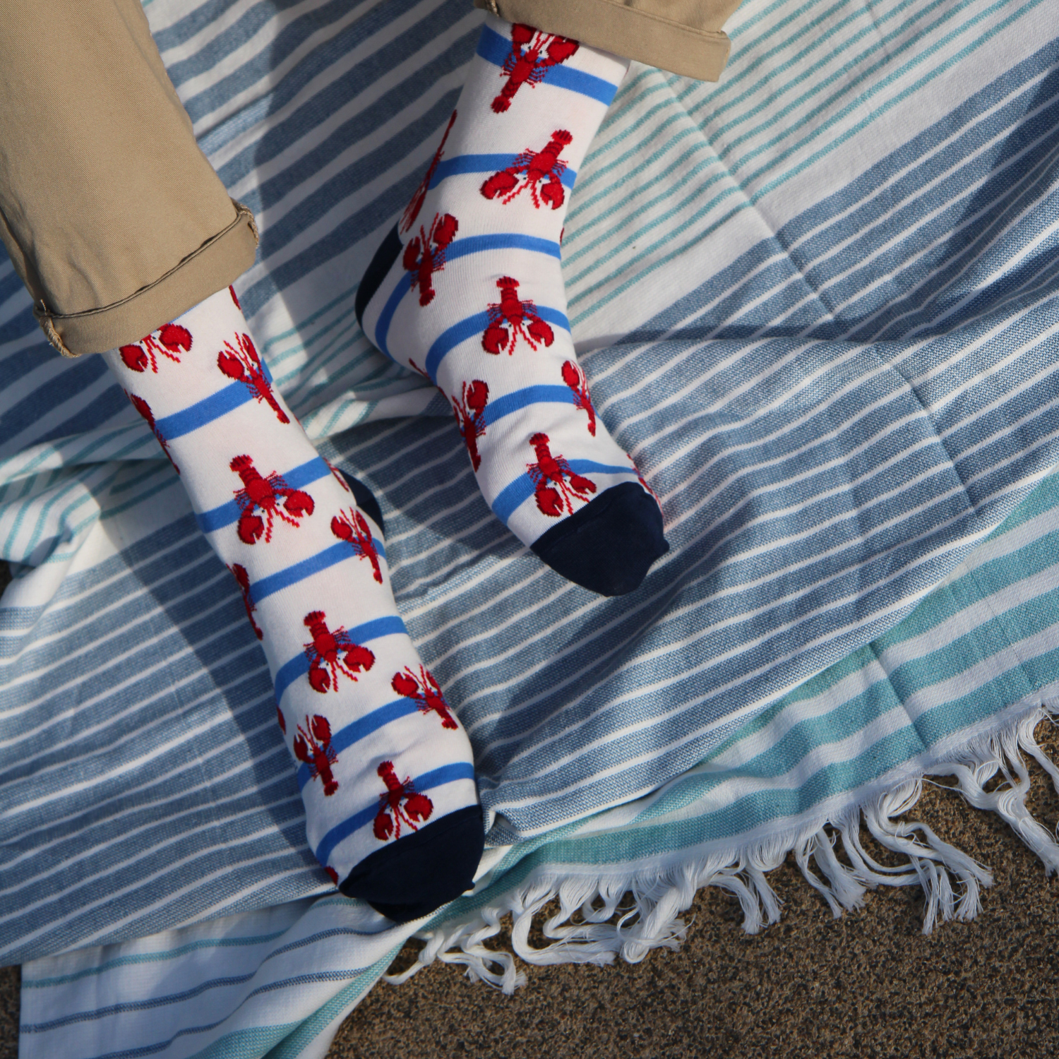 Premium Men's Lobster Print Cotton Socks - Soft & Breathable Crew Socks for Casual Wear, Work & Outdoor Activities